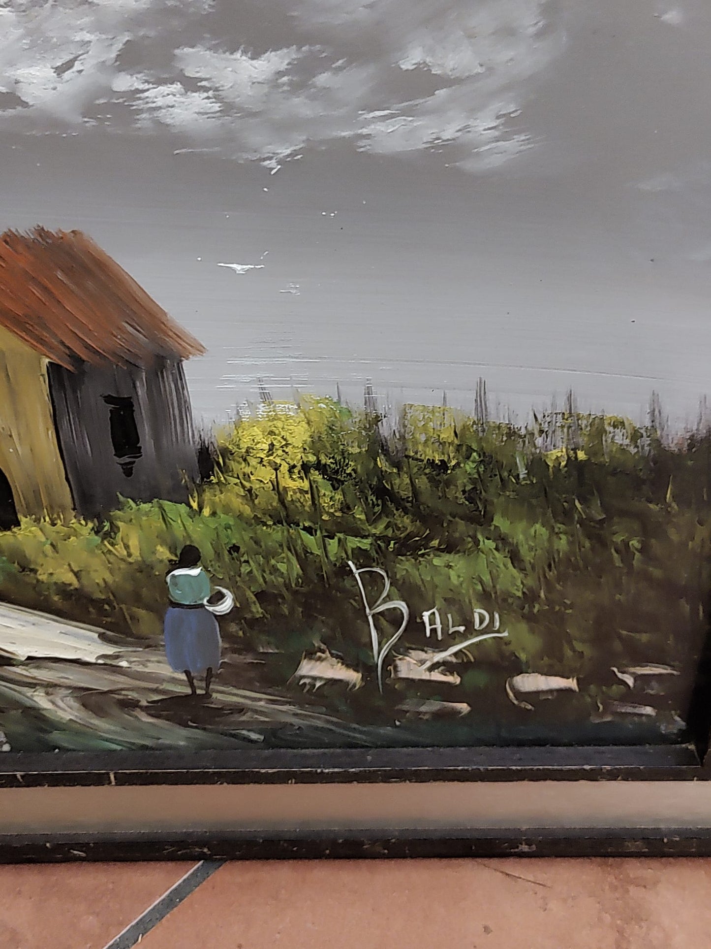 Paesaggio Rurale con Casolare – Dipinto Firmato Baldi (36×46 cm)