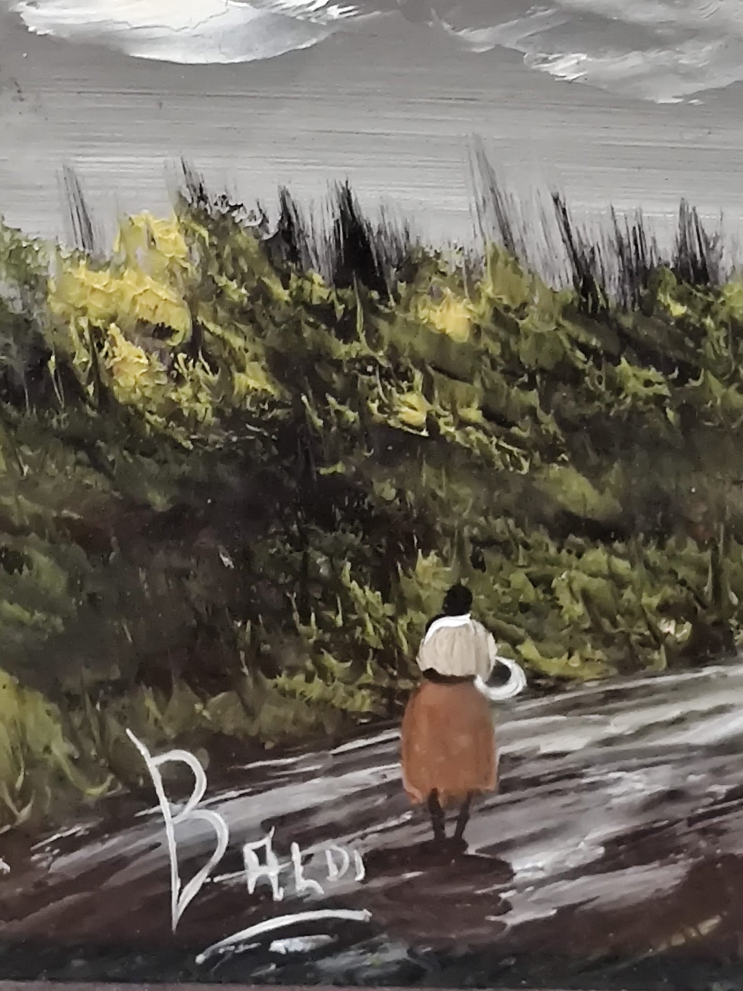 Paesaggio rurale con figura – Dipinto originale di Baldi (36×46 cm)