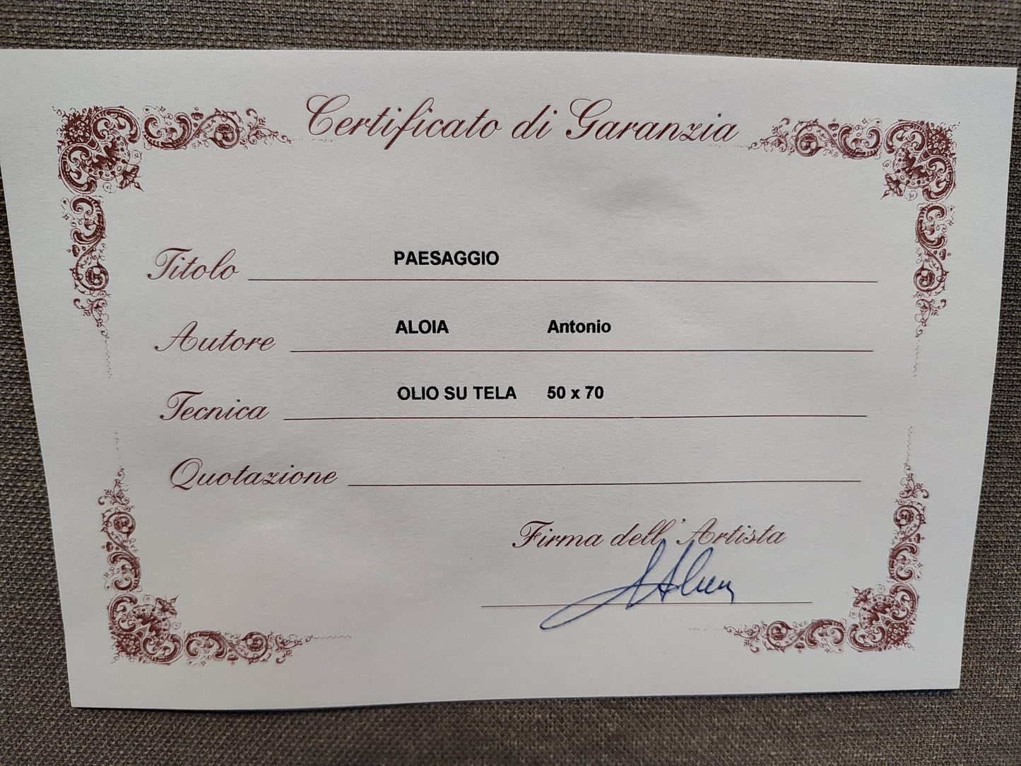 Paesaggio Rurale – Antonio Aloia (Olio su Tela, 92×70 cm) con Certificato