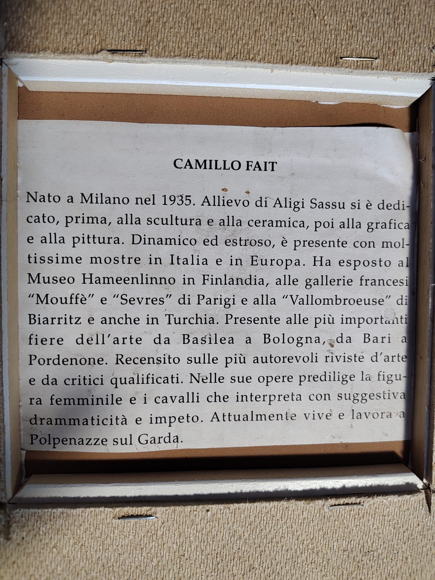 Dipinto a Olio firmato “Camillo Fait” – Tre cavalli in corsa