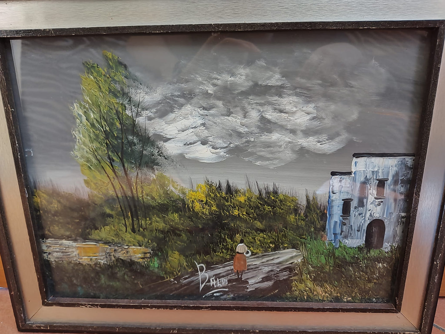 Paesaggio rurale con figura – Dipinto originale di Baldi (36×46 cm)