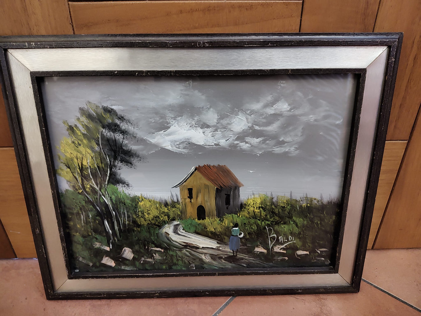 Paesaggio Rurale con Casolare – Dipinto Firmato Baldi (36×46 cm)