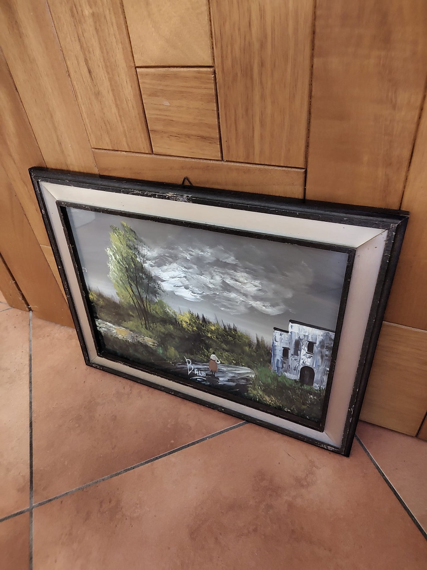 Paesaggio rurale con figura – Dipinto originale di Baldi (36×46 cm)