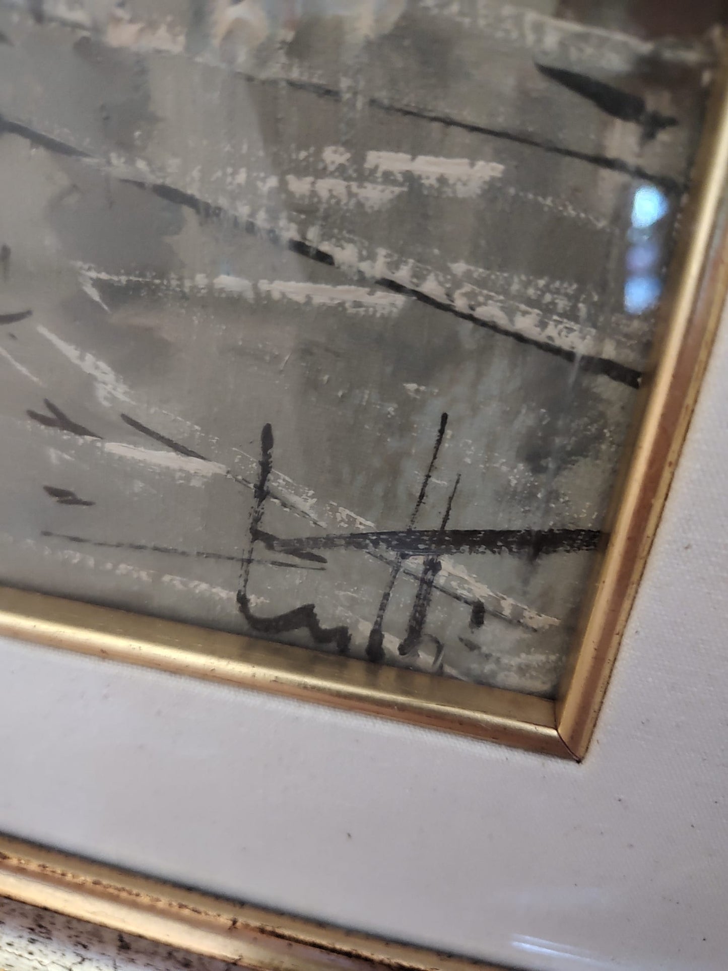 Scena Urbana sotto la Pioggia – Olio su Tela di Lietti (58×48 cm)