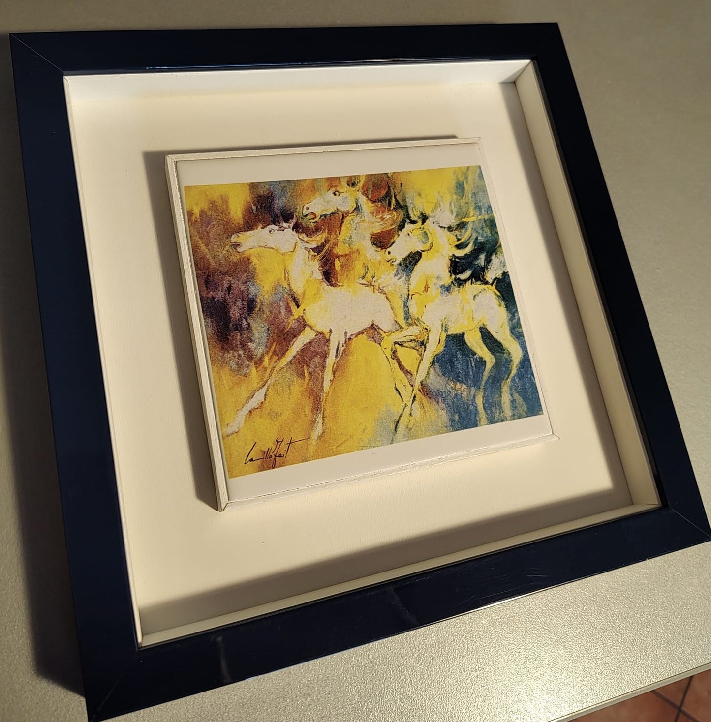 Dipinto a Olio firmato “Camillo Fait” – Tre cavalli in corsa