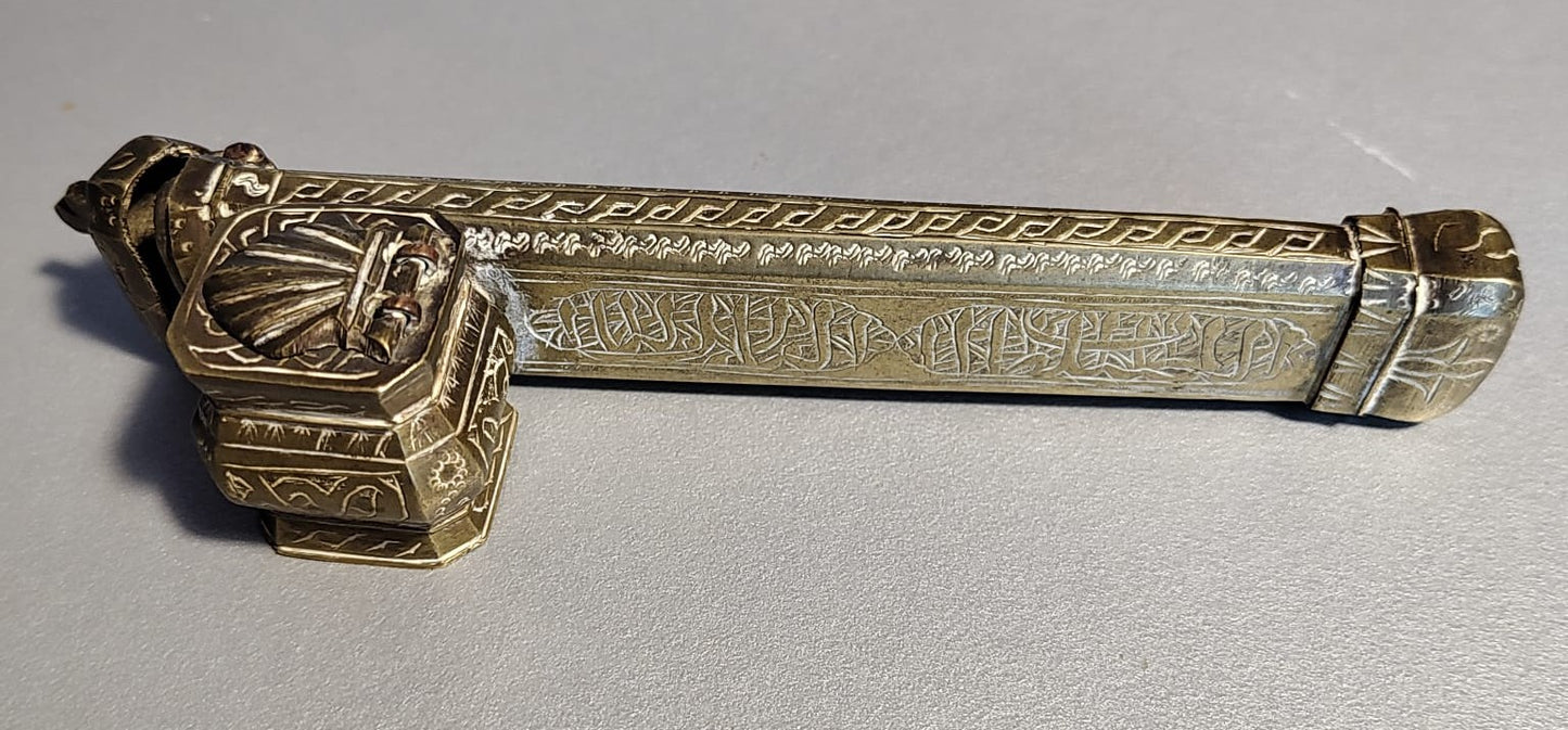 Calamaio Ottomano Antico in Ottone Finemente Inciso – XIX Secolo
