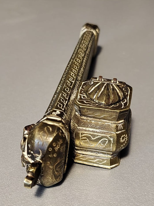 Calamaio Ottomano Antico in Ottone Finemente Inciso – XIX Secolo
