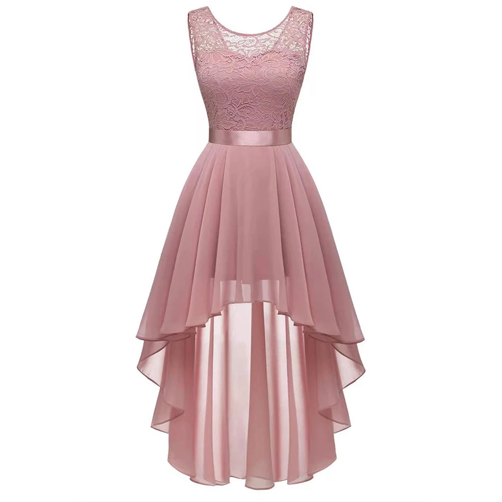 Vestito Elegante Donna – Gonna Asimmetrica e Corpino in Pizzo