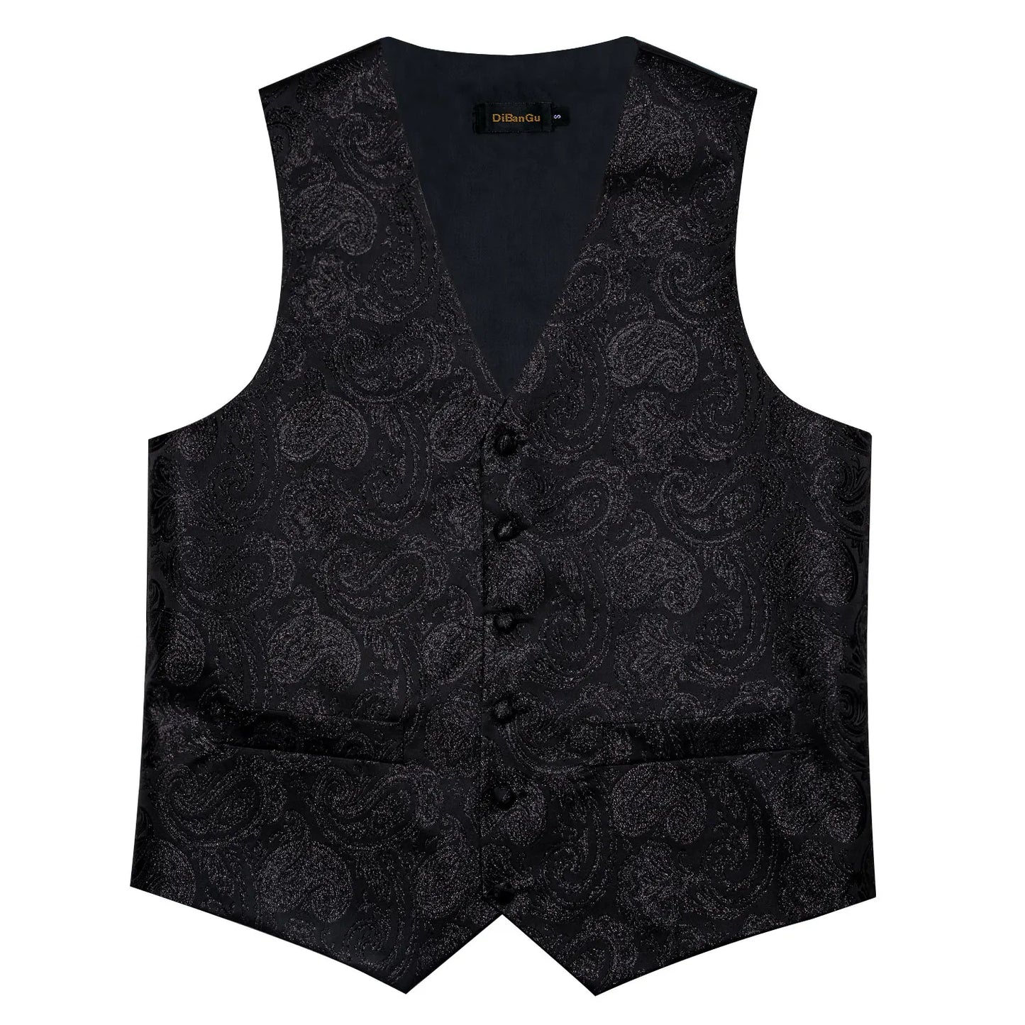 et Elegante da Uomo – Gilet Paisley con Cravatta, Fazzoletto e Gemelli